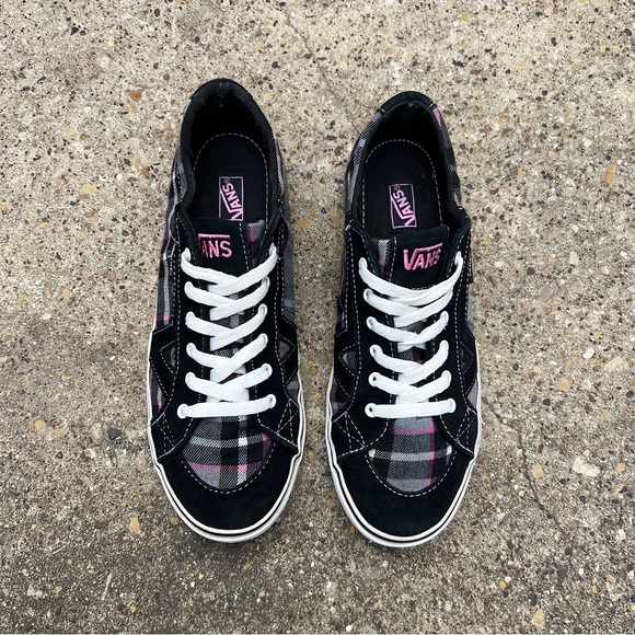 (Sold) Vans Plaid Skate Shoe Sneaker Pink Black Plaid Emo Draculara Tory Herring - Picture 6 of 12
